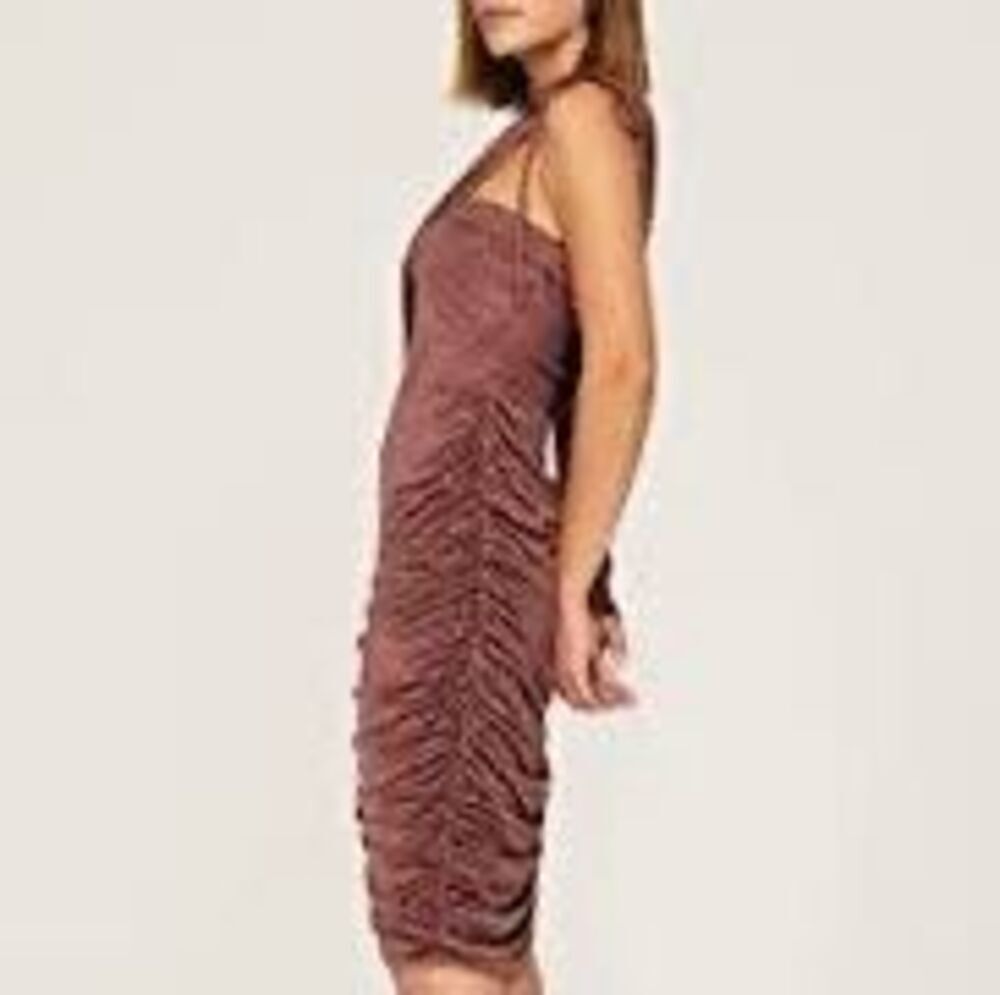 Collective Brown Ruched Dress by Love Whit - Picture 3 of 11